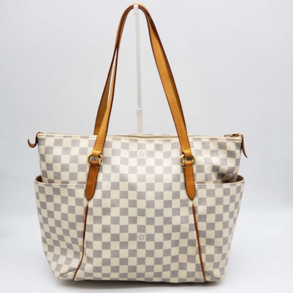 100% Authentic Louis Vuitton Totally MM Damier Azur Shoulder Bag #1095